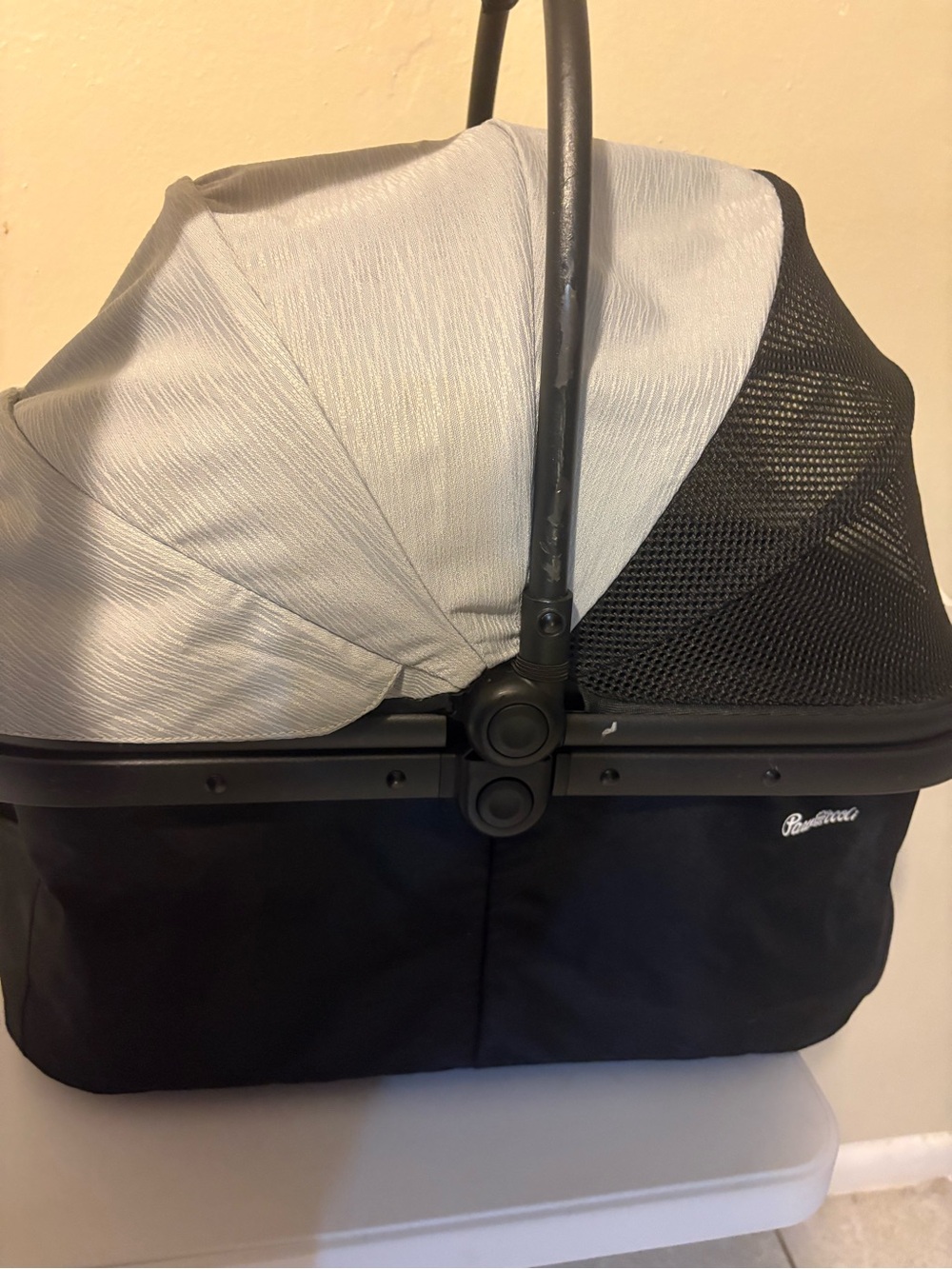 Pawaboo Pet Carrier Basket / Stroller Bassinet - Black & Grey